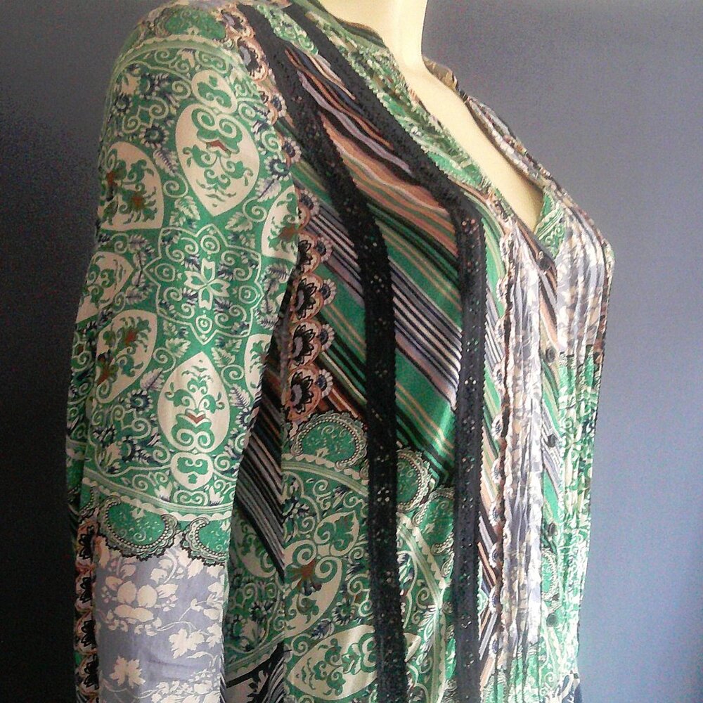 Tiny Anthropologie Drop Waist Pintucked Rayon Caviana Paisley Mini Dress Sm - Picture 6 of 14
